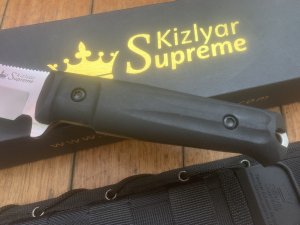 Kizlyar Knife: Kizlyar Original Aggressor D2 Semi-Tanto Blade with Kraton Handle