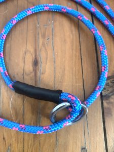 Dog Lead: Gun Dog Supply Slip Lead, 5mm thick, 1.2m long in Blue-Pink Fleck