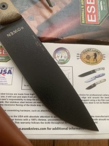 ESEE Knives- ESEE-6HM Knife with Ivory-Beige Micarta Handle & Black Plain Edge Blade & Leather Sheath