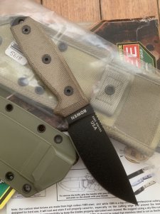 ESEE Knives- ESEE-3 Knife with Ivory Beige Micarta Handle & OD Green Kydex Sheath