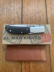 Al Mar Japan E1003BMT Falcon Black Micarta Handle Gentlemen's Knife in original Pouch and Box