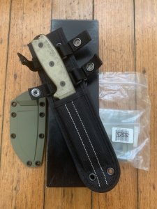 Ontario Ranger Series RAT-3 Plain Edge Blade with Micarta Handle Kydex and Nylon Tactical Belt Sheathes