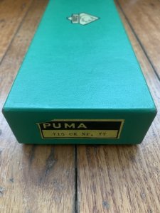 Puma Knife: Puma 1983 Original 4 Star Folding Lock Blade Scrimshawed Roaring Red Stag Knife with in Presentation Box #71/300