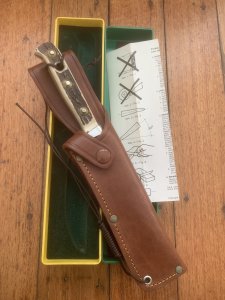 Puma Knife: 1997 Puma Mint condition Bowie knife with Stag Antler Handle in original Box