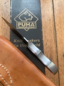 Puma Knife: Puma Very Rare 2002 'WIND' Skeleton Knife in Leather Sheath