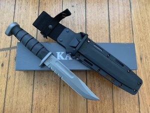 Ka-Bar Knife: Kabar D2 Extreme Combat Serrated Blade Utility Knife with Kydex Sheath