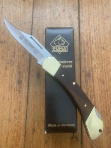 Puma Knife: 2018 Puma Deer Hunter Full Sized Folding Lock Knife with Plumwood Handle