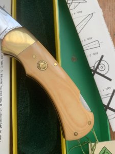 Puma Knife: Puma Original 1982 4 Star Folding Lock Blade Knife with Ivory Micarta Handle in Original Box #16281