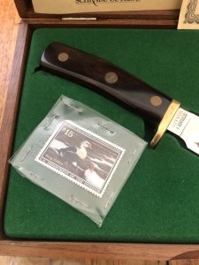 Schrade Knife: USA-made Schrade Ducks Unlimited 1991/2 King Eider Knife in Collectable Box