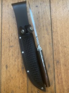 MAFFI SYDNEY AUSTRALIA Gloss Black Handled Fixed Blade Knife With Sheath