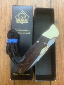 Puma Knife: Puma 2013 Rosewood Handled Falkner 22 3515 Lock Back Folding Knife