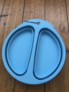 Collapsible Food Grade Silicone Compact Dog Food Bowl or Water Bowl in Blue