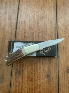 Puma Knife: Puma German 2010 Micro Folding Knife with Stag Antler Handle and Box