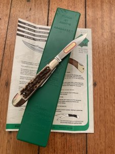 Puma Knife: Puma Original Rare 1977 Pony 620 Twin Blade Knife with Stag Antler Handle #47772