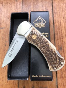 Puma Knife: Puma 4 Star Full Sized Folding Lock Knife with Stag Antler Handle