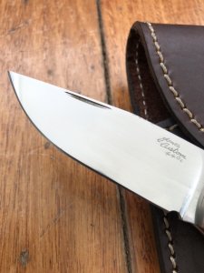 Jones Custom Australian Made Lock Back Folding Knife with Jigged Bone Handle and Pouch