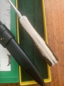 Puma Knife: Puma 1980's Gnicker Knife with Stag Handle & Original Green & Yellow Box
