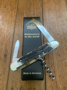 Puma Knife: Exclusive to SOS Puma 420 Pocket Knife with Stag Antler Handle