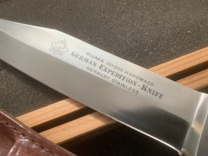 Puma Knife: Puma Rare Numbered #1747 German Expedition Knife in Original Wooden Box