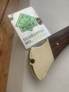 Puma Knife: Puma 1980 Trail Boss/Emperor 975 Folding Knife with Jacaranda Handle Original Box and matching Warranty