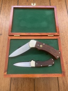 Puma Set of 2 - 1987-90 4 Star Rosewood Folding Knife Set in Puma Display Box