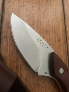 Buck Knife: Buck 196 Mini Alpha Hunter Cocobolo Handle & Leather Sheath