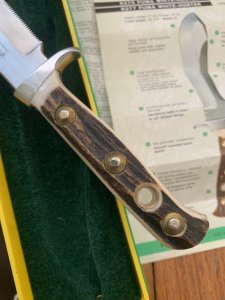Puma Knife: 1983 Puma Mint condition Bowie knife with Stag Antler Handle in original Box