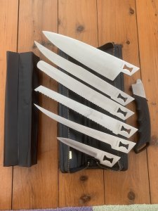 Kershaw Knife: Vintage KERSHAW KAI BLADE TRADER Japanese 6 Blade Knife Set with Rubberised Handle & Case
