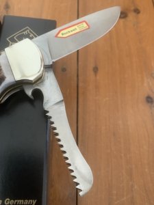 Puma Knife: Puma Custom Stag Antler Handled Lock Back Folding Knife & Saw Blade