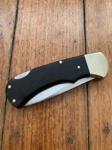 Puma Knife: Puma Original 1977 4 Star Folding Lock Blade Knife with Black Ebony Micarta Handle #29771