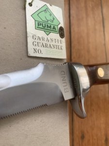 Puma Knife: Puma 1983 rare & original 12 6391 BUND knife in original Sheath, Box, & Warranty Tag