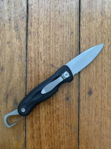 Leatherman USA Fine Edge Black Handled Liner Lock Folding Knife