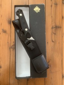 Puma Knife: Puma Rare 132001 Early Model Huntac Tactical Survival Knife with Gut Hook in Original Box