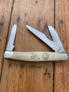 Puma Knife: Puma Original Stockman Knife with Faux Bone Handle And Scrimshawed Duck in Box
