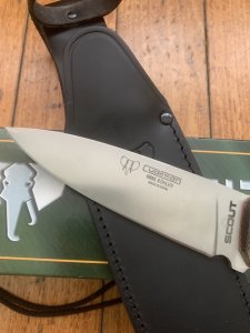 Cudeman Model 172FL Scout Knife With Black Leather Sheath
