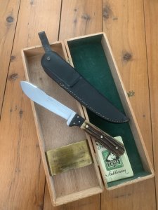 Puma Knife: Puma 1967 ForsterNicker Knife with Stag Handle & Original Wooden Box #84607