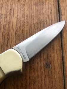Puma Knife: Puma 1985 USED 745 4 Star Full Sized Folding Lock Knife with Stag Antler Handle *19581