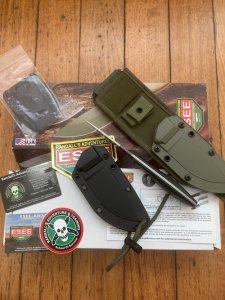 ESEE Knives- ESEE-3 Knife with Black G10 Handle & Black and OD Green Kydex Sheathes