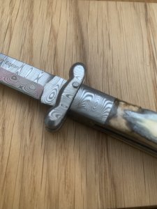 Puma Knife: Puma Medici 2024 Special Limited Edition, Damascus, Mammoth Tooth and Gold Etching in Display Box 0/50