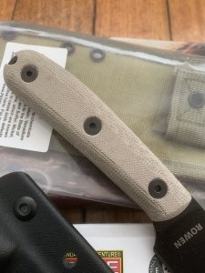 ESEE Knives- ESEE-4 HM Knife with Ivory Beige Micarta Handle & Black Kydex Sheath