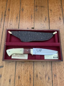 Mackrill Custom Knives 1994 No.6 SCI Limited edition Red Ivory & Giraffe Bone Handle #31-100