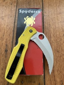 Spyderco SEKI Japan SpyderHawk H1 Serrated Blade Lock Back Folding Knife in Original Box