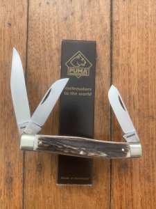 Puma Knife: Puma Rare Original 1979 Black Boxed 675 Stock Knife with Stag Antler Handle