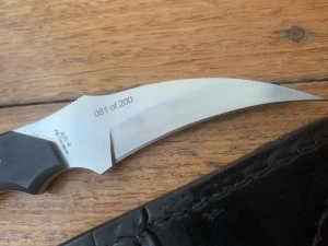 Al Mar Japan BU2-2 Backup 2 Fixed 3" Hawkbill Blade, Micarta Handle, Leather Sheath