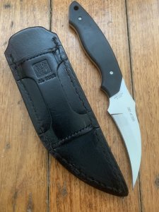 Al Mar Japan BU2-2 Backup 2 Fixed 3" Hawkbill Blade, Micarta Handle, Leather Sheath