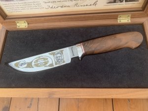 Browning Knife Theodore Roosevelt 150 Year Commemorative Knife in Wooden Display Box