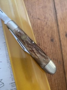 Puma Knife: Puma Original Rare 1977 Pony 620 Twin Blade Knife with Stag Antler Handle #27282
