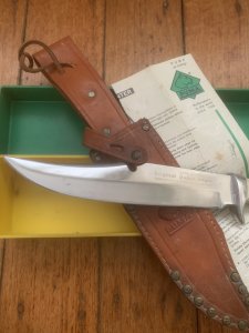 Puma Knife: 1966 Puma Bowie with Stag Antler Handle & Original Box #42606