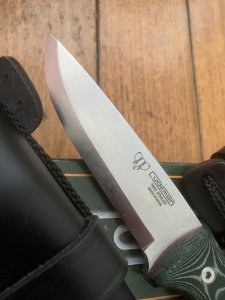 Cudeman Model 148-VC Fixed Blade Cudeman 148VC Bushcraft Knife Green Micarta With Leather Sheath