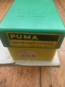 Puma Knife: Rarer 1981 Puma 6373 Skinner with Stag Antler Handle Correct Box and Warranty